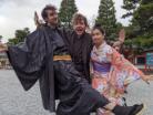 Calum Bell trying on traditional Japanese Yukata and Kimono at Heian Shrine
