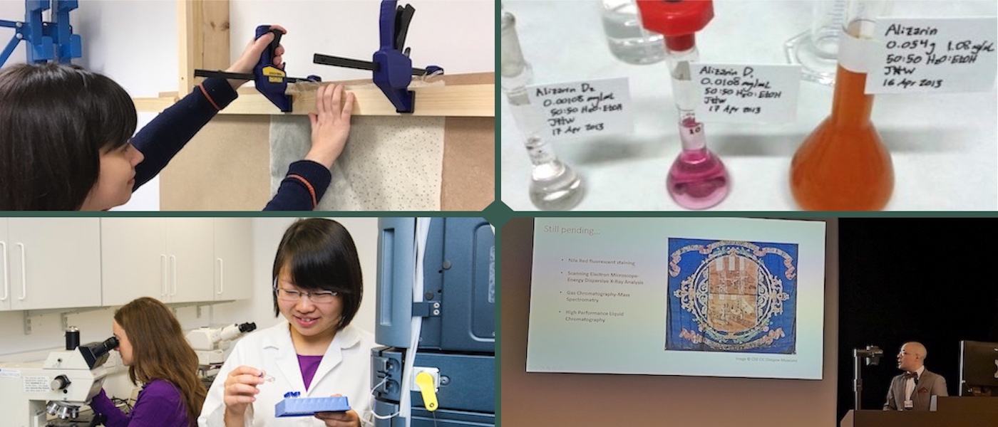 Scenes from the postgraduate student research programme at the Kelvin Centre, including work in the labs and presenting research results at conference