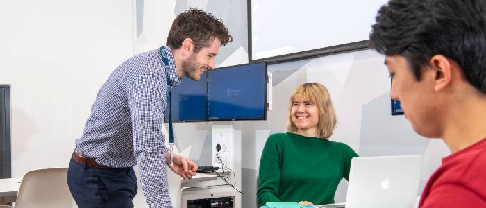 A tutorial group in the Hugh Fraser Suite of the Wolfson Medical School Building