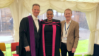 Kristyn with Iain McInnes and Neal Millar before her graduation, as she became UofG's first Black PhD graduate in Immunology