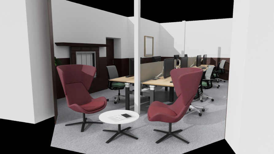 Shared office space - desks, chairs, computers