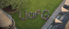 Students spelling out UofG in Qaudrangle