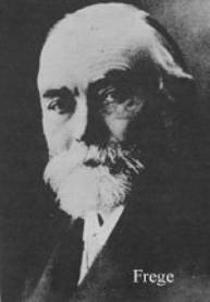black and white historical portrait photograph of Frege, an old man with receding long white har and long white beard and mustache, in a shirt and dark jacket