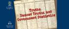 image with pages of an an old handwritten ledger with 'Truths, Damn Truths and Government Statistics' written over in dark red with the letters running like wet ink. Also includes the words 'A podcast presented by Thomas Scotto' and the University of Glasgow crest