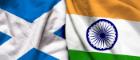 Scotland and India flag on cloth texture