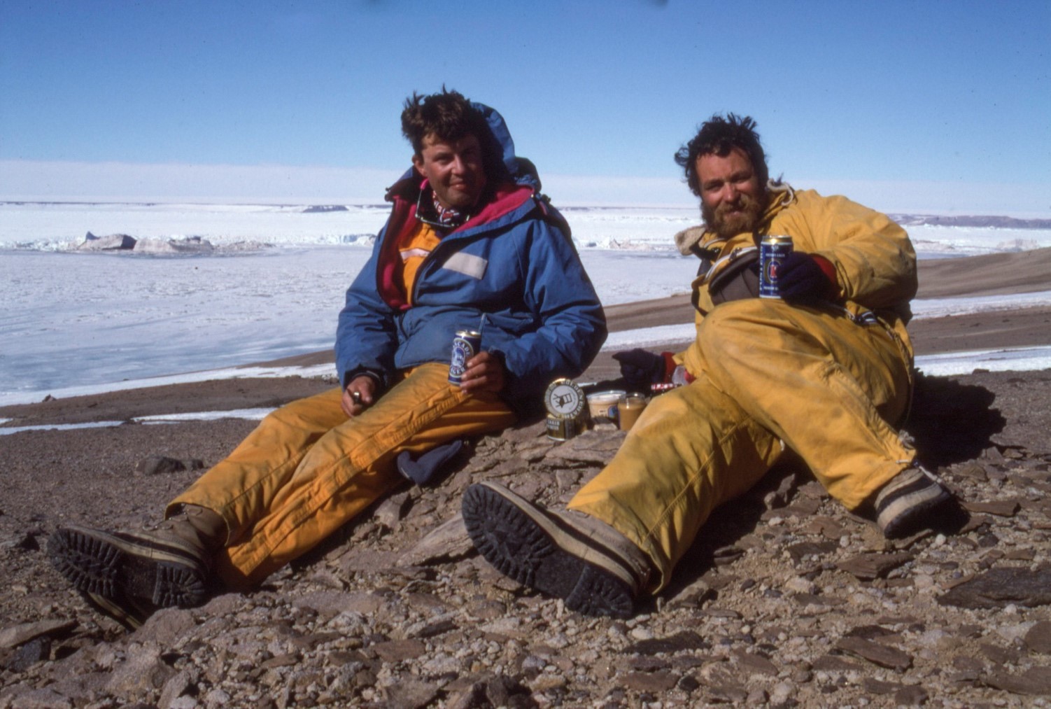 Beers at the end of 42 days in the field Prince Charles Mountains, Antarctica, Feb 1995. Image: Derek Fabel