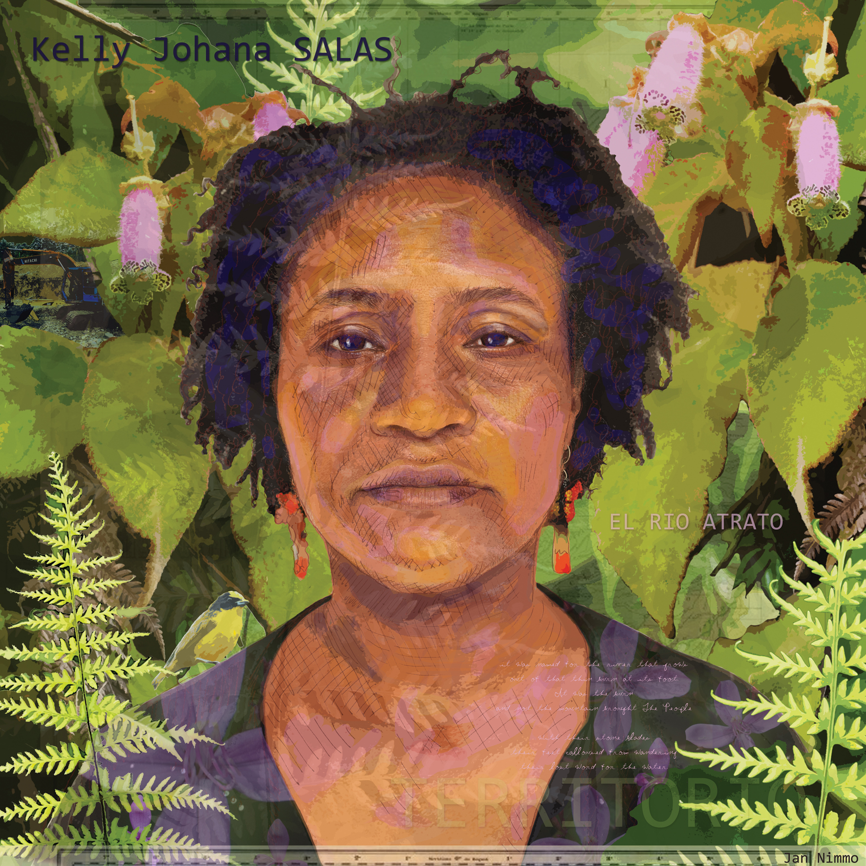 Portrait of woman against natural collage background