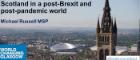 Image of the university of Glasgow main building with text beside it saying 