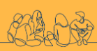 Line illustration of a group of people sitting down and talking