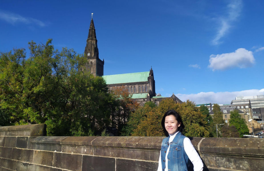 Felicia Iona Roselyn stood on a bridge overlooking a church in the west end of Glasgow