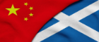 The Chinese and Scottish flags stitched together