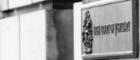 Close-up of Edinburgh high court sign in black and white
