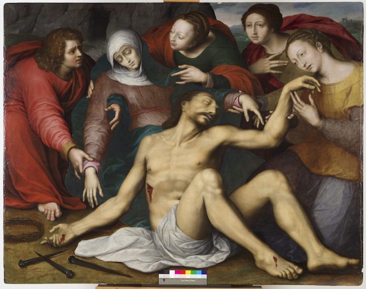 The Deposition of Christ from the Cross (Lamentation), oil on panel, Flemish school, possibly 16th Century, owned by Roman Catholic Church of Scotland, housed in Church of St John the Baptist, Port Glasgow.