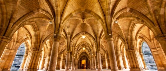 Light view of the roof architecture in the cloisters