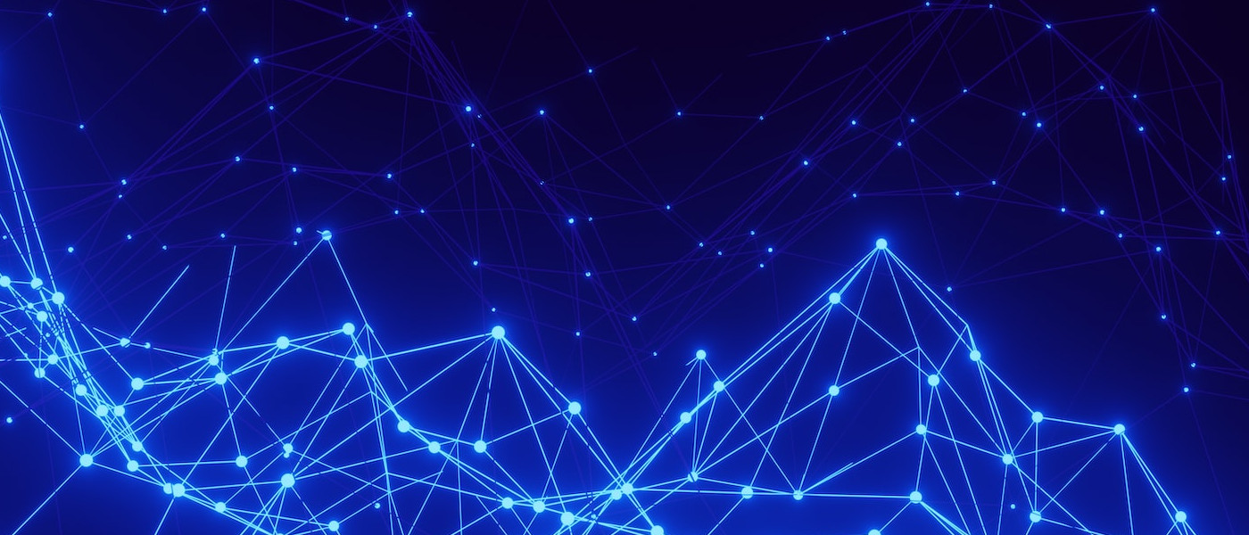 Joined blue digital dots like a constellation of stars