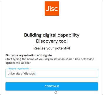 The login page to the Jisc Discovery Tool 