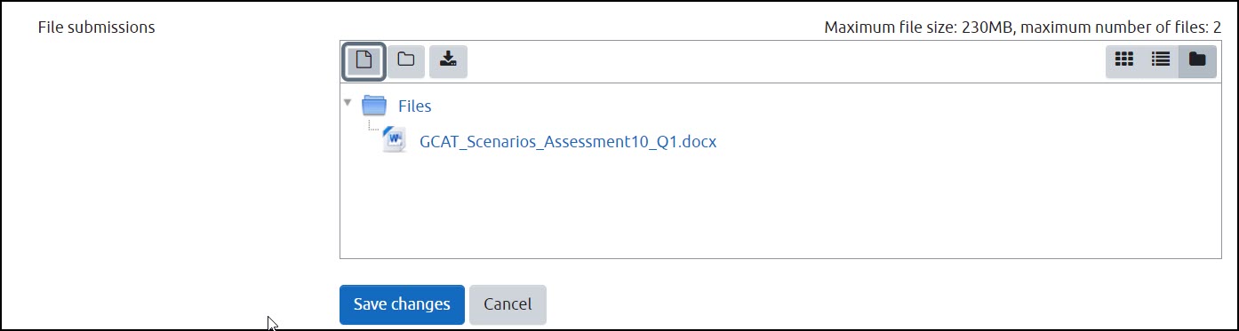 Moodle Assignment GUI Save Changes