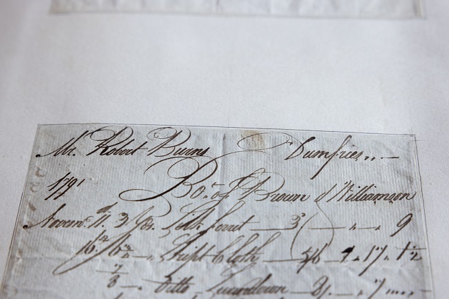 Pages from Burnsiana book of trades bills for Robert Burns and family 