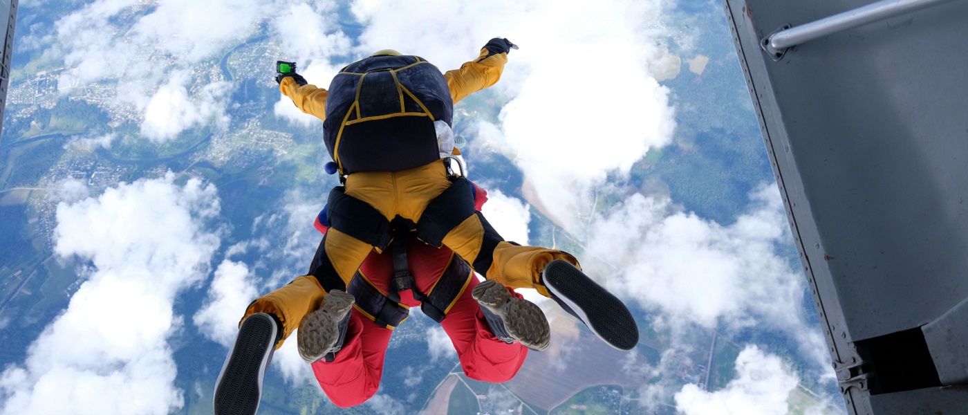 photo of a person skydiving