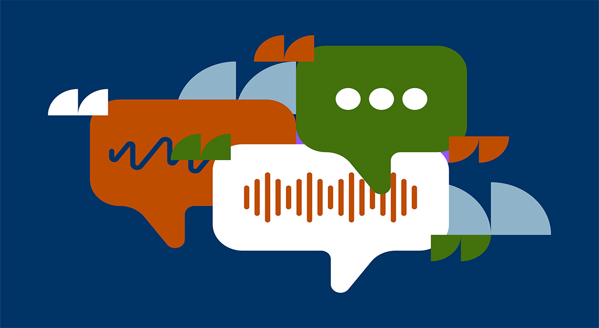 An illustration of overlapping speech bubbles