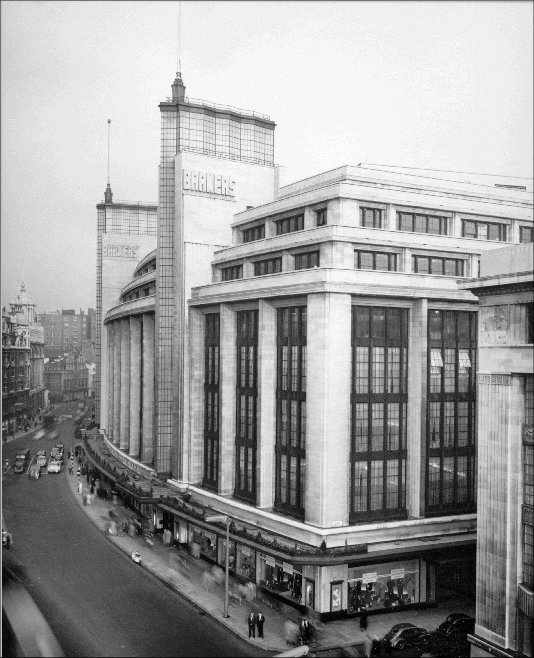 Photograph of main block of Barkers department store, July 1959.  (GUAS Ref: HF 51/8/1/1/3 photo 35. Copyright reserved.)
