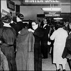 Photograph of customers browsing the sale items during the winter sale, c1957.  (GUAS Ref: HF 51/6/1/5/1. Copyright reserved.)