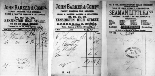 Photograph of customers’ bills, various dates and headings, c1876-1877. (GUAS Ref: HF 51/8/1/1/3 photo 24. Copyright reserved.)