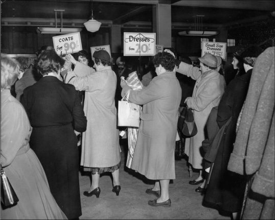 Photograph of the ladies section in the Clothing Department, c1961. (GUAS Ref: HF 51/6/1/5/4 photo 1. Copyright reserved.)