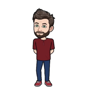 bitmoji male character standing calmly looking content with his hands held behind his back