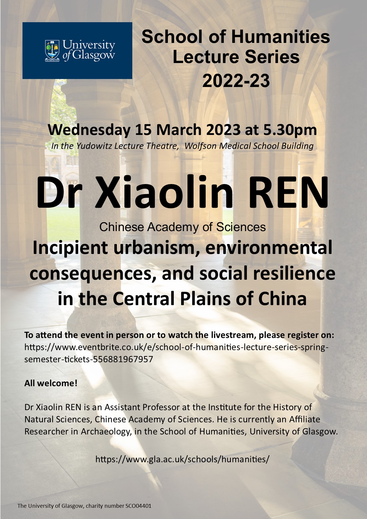Dr Xiaolin Ren, 'Incipient urbanism, environmental consequences, and social resilience in the Central Plains of China'? 