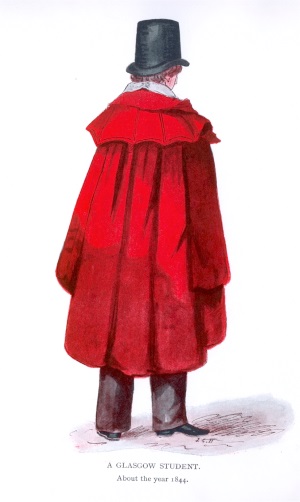 Early Student or 'Togati' in a top hat and red robe, with permission of Glasgow University Archive Services