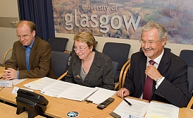 Professors Angus Laing and Noreen Burrows with Latin America Development Officer David Stansfield.