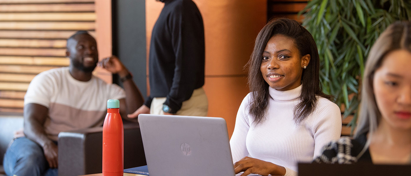 Student studying on laptop