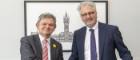 Left to right Professor Sir Anton Muscatelli, Glasgow’s Principal and Vice Chancellor, and the University of Sydney’s Vice-Chancellor and President Professor Mark Scott AO at the University of Glasgow .