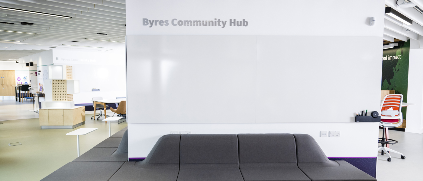 Photo of exhibition wall in Byres Community Hub