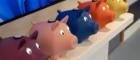 Mini piggy banks on display as part of the feel good future community day