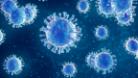 Influenza virus on blue background