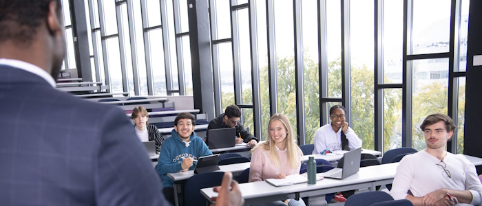 Business students in the Adam Smithg Lecture Theatre