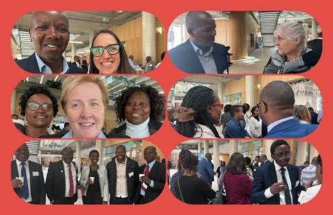 Various images of international delegates meeting at the NCD conference 