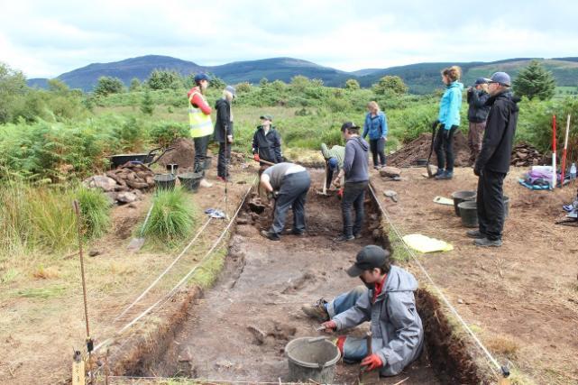 Excavation of the eastern bank of the Drumadoon cursus in summer 2021