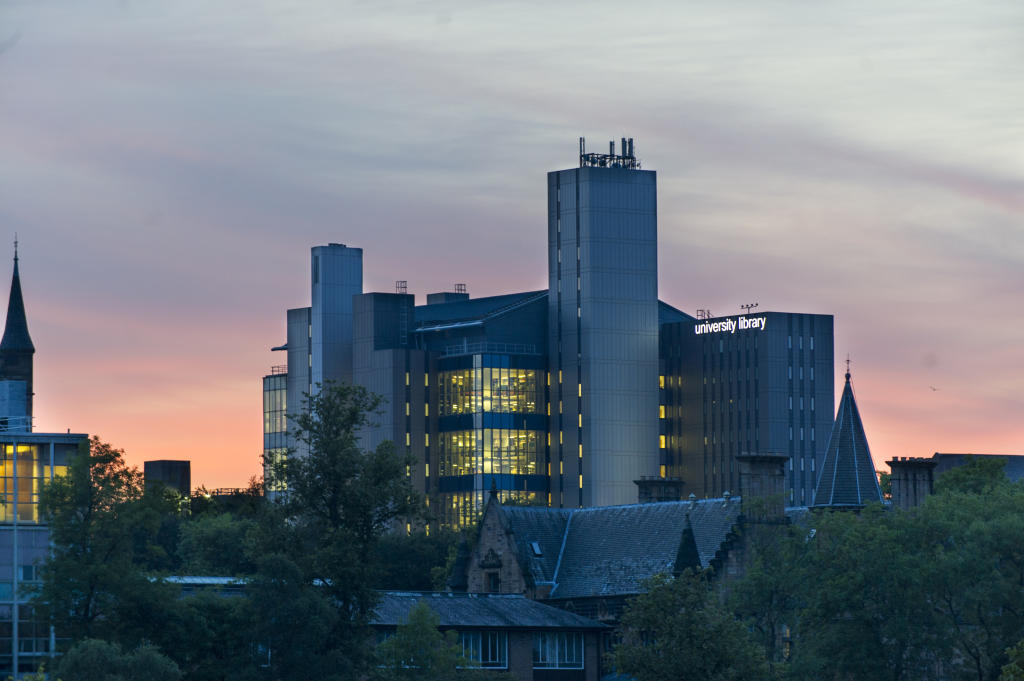 Glasgow uni library at night
