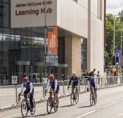UCI Championship cyclists race past our James McCune Smith Learning Hub