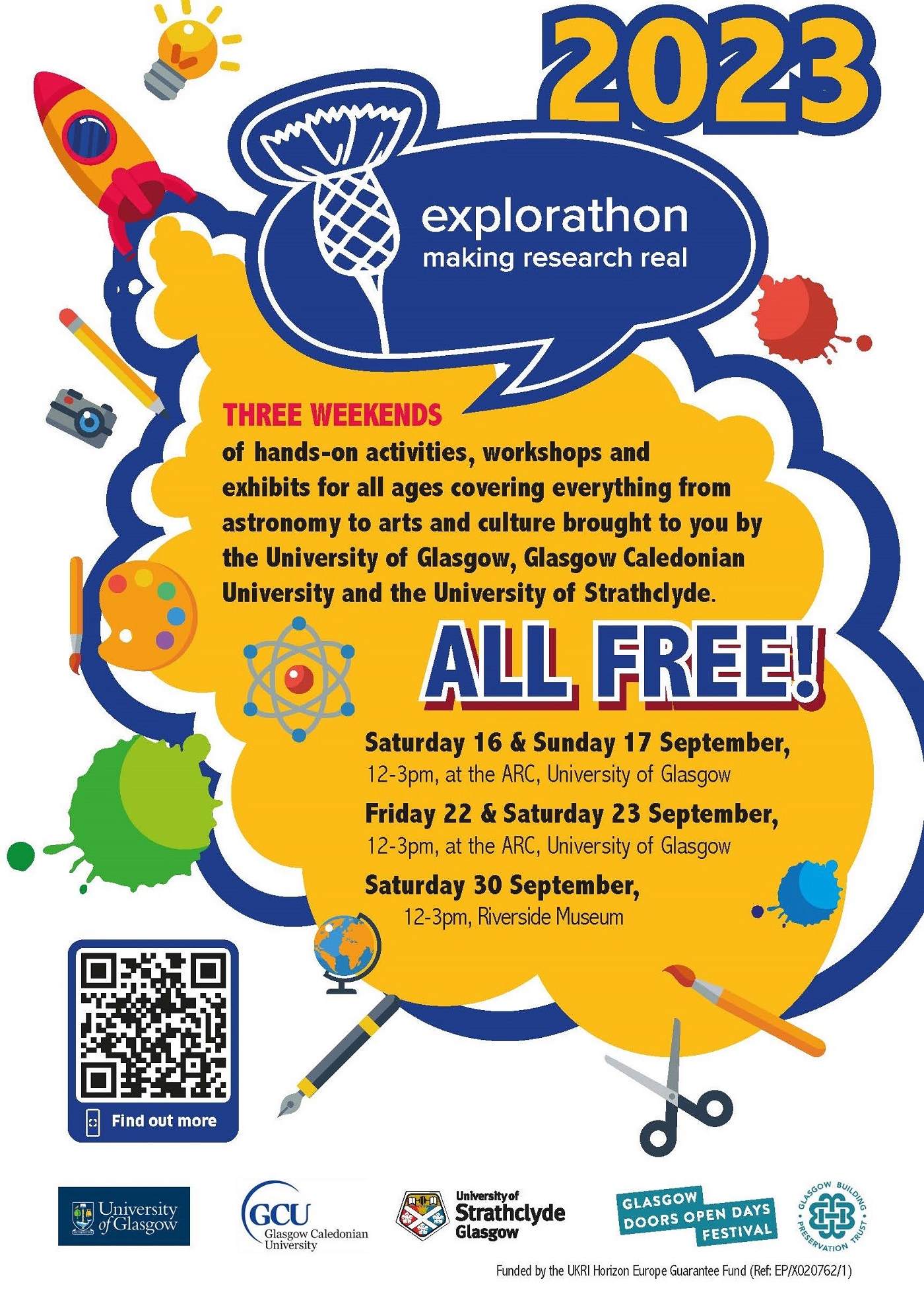 A poster for the explorathon events