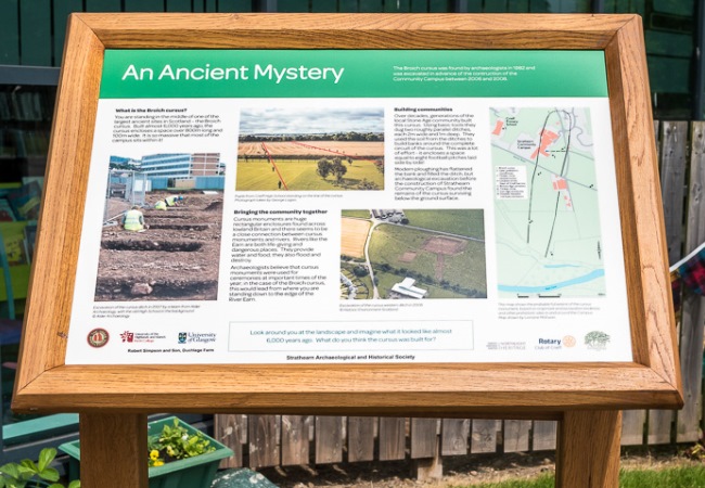 Urban prehistory in the playground: new noticeboard unveiled on the Strathearn Community Campus Archaeology Trail
