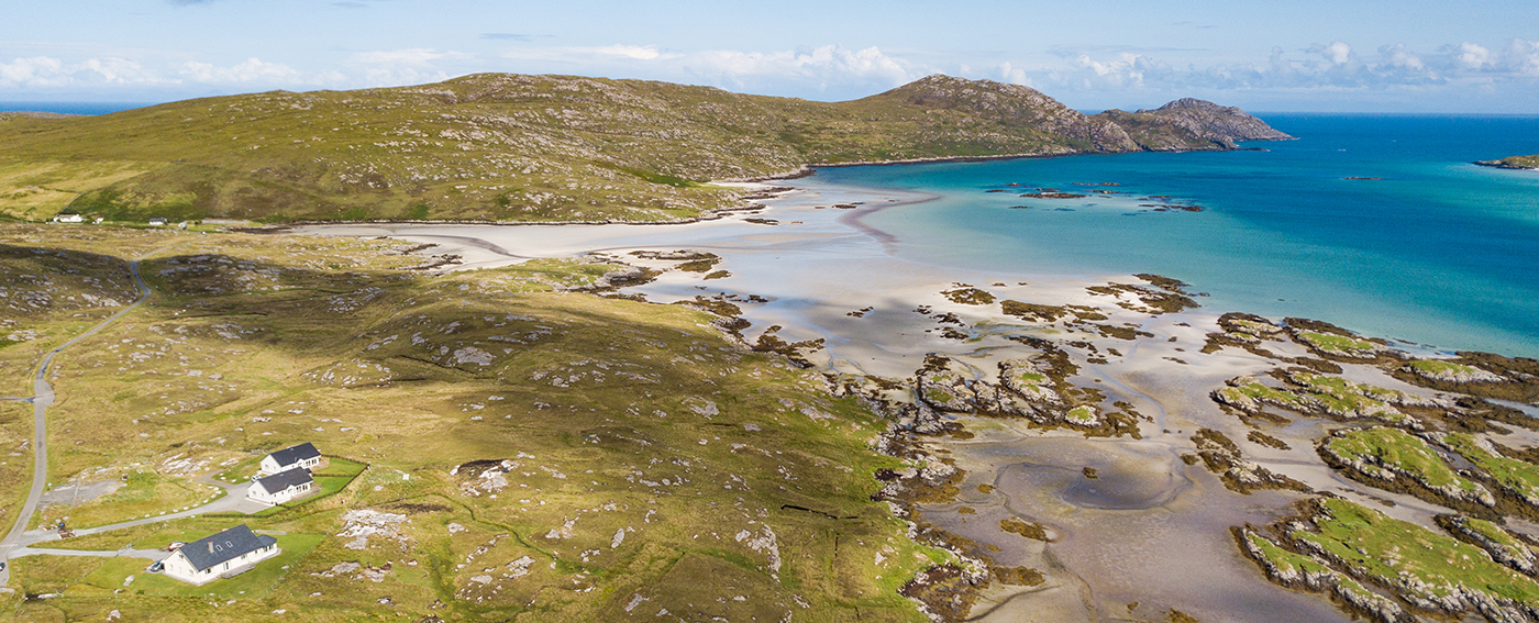 Image of beach and moorland on South Uist, Scotland