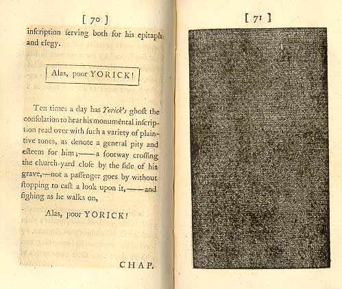 Tristram Shandy: pages 70-71 of vol. 1 with black page