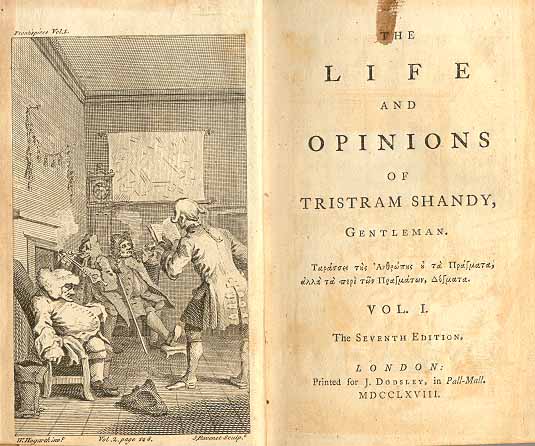 Tristram Shandy: frontispiece and title-page of volume 1
