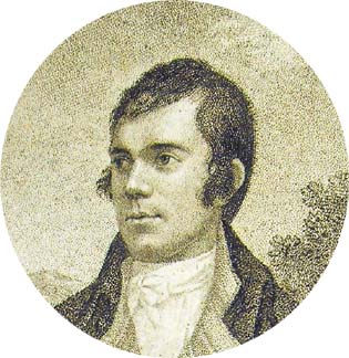 Detail from the frontispiece portrait of Robert Burns, engraved by John Buego