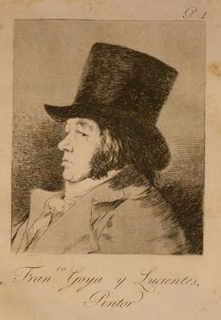 Capricho 1: Self Portrait of Goya/  The artist in profile sporting a top hot.