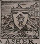 Detail from the engraved title page showing the tent of the tribe of Asher.